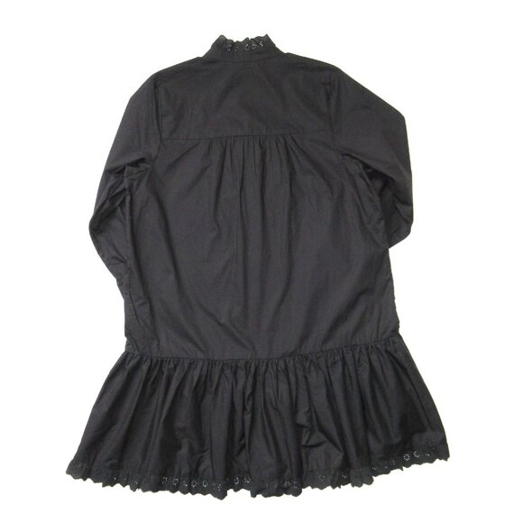 NWT Hunter Bell Carter in Black Lace Trim Cotton Poplin Mini Shirt Dress S - Picture 5 of 8